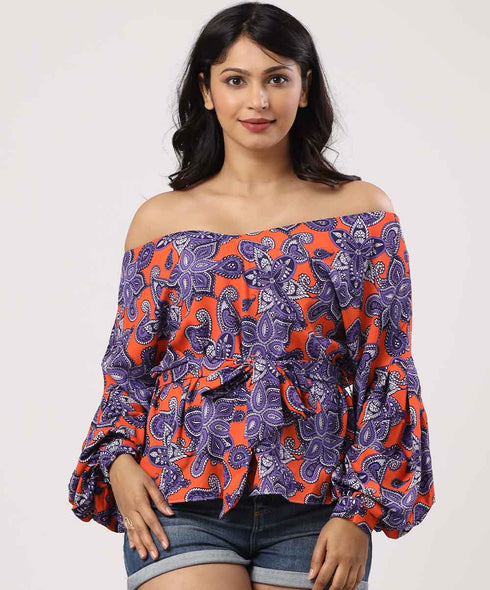 Color Block Lantern Sleeved Top